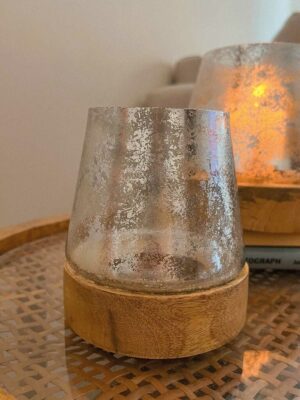 CANDEL BASE MADERA PLATEADO CH